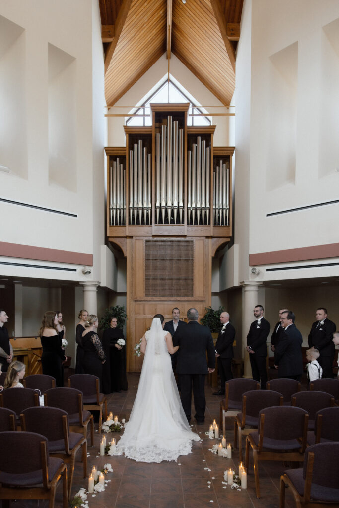 Smith Chapel wedding Erie Bride walking down the aisle
